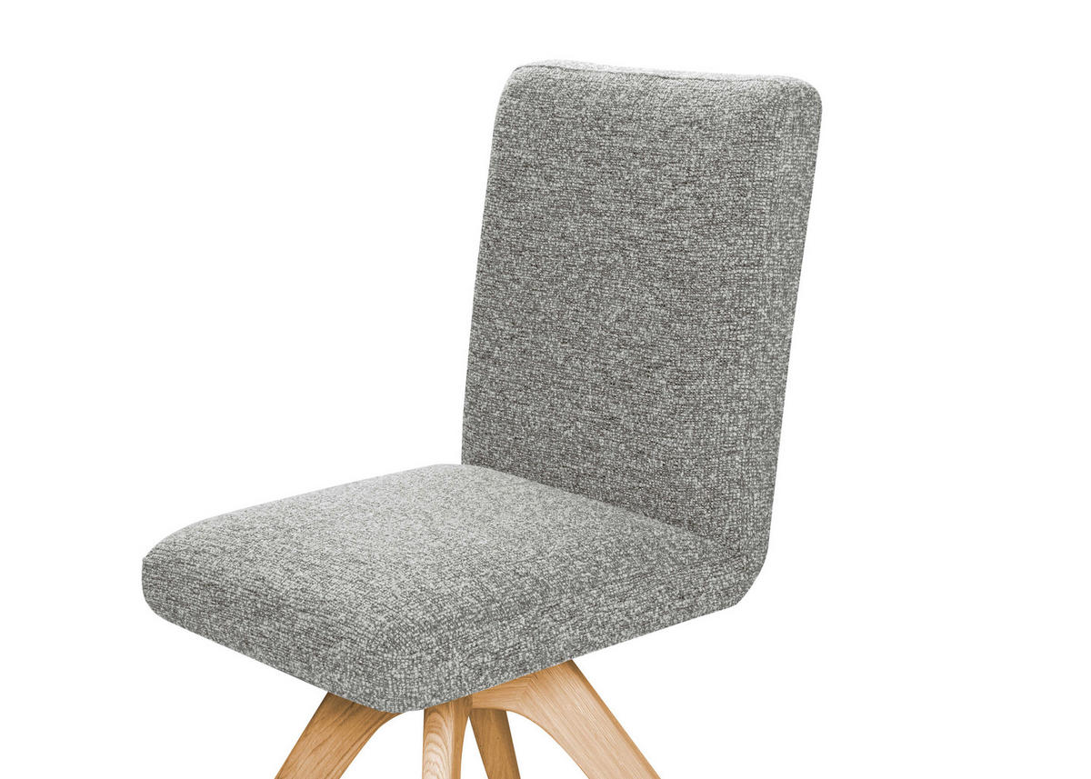STUHL drehbar - Eichefarben/Hellgrau, KONVENTIONELL, Holz/Textil (47/89/60cm) - Linea Natura