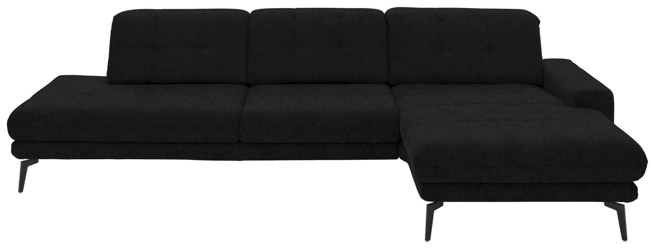 ECKSOFA in Flachgewebe Schwarz  - Schwarz, Design, Textil/Metall (309/190cm) - Beldomo Style