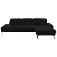 ECKSOFA in Flachgewebe Schwarz  - Schwarz, Design, Textil/Metall (309/190cm) - Beldomo Style