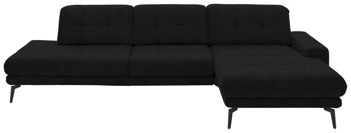 ECKSOFA in Flachgewebe Schwarz  - Schwarz, Design, Textil/Metall (309/190cm) - Beldomo Style