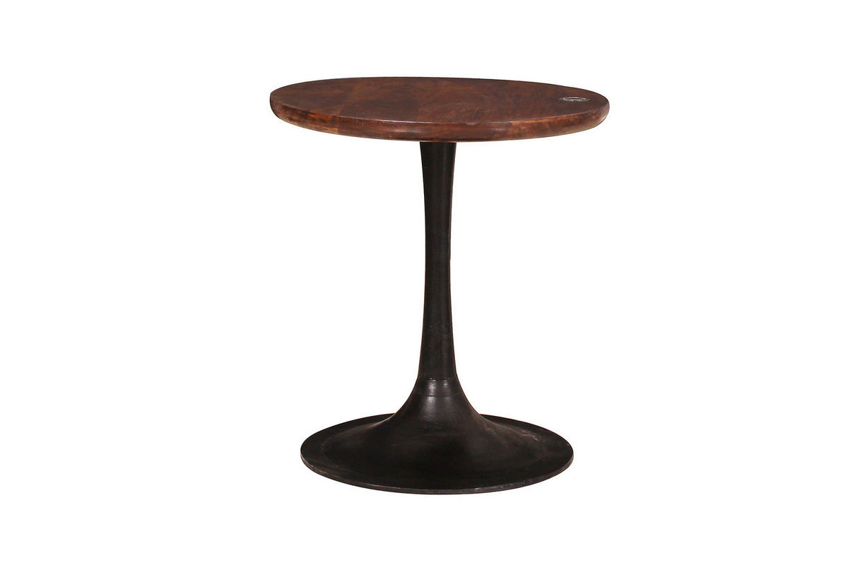 BEISTELLTISCH 40/40/42 cm Mangoholz massiv Braun, Schwarz rund  - Schwarz/Braun, Design, Holz/Metall (40/40/42cm) - MID.YOU