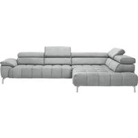 ECKSOFA in Chenille Hellgrau  - Chromfarben/Hellgrau, Design, Textil/Metall (323/222cm) - Beldomo Style