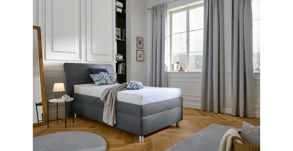 POLSTERBETT Matratze, Lattenrost Dunkelgrau 100/200 cm  - Dunkelgrau/Silberfarben, KONVENTIONELL, Holz/Textil (100/200cm) - Esposa