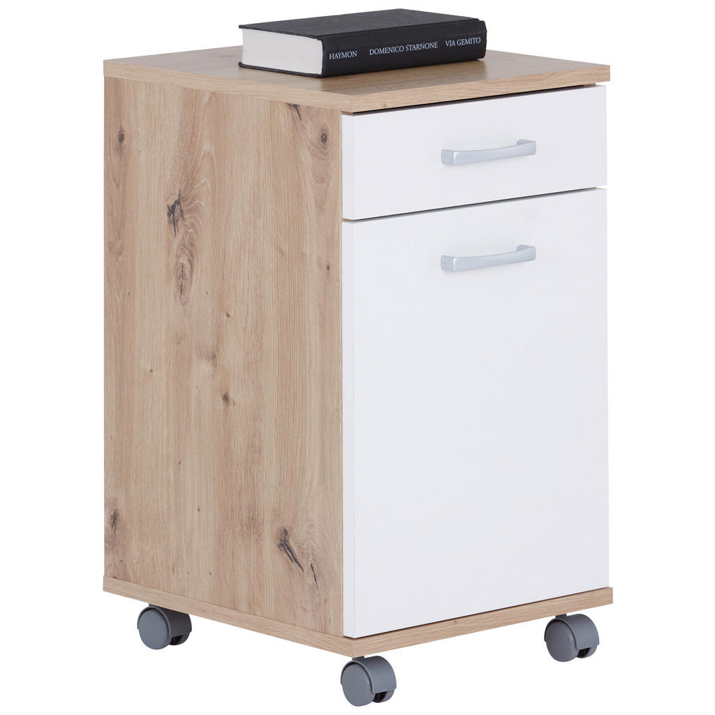 Rollcontainer Eiche Dekor/weiß Rimini 33x59,5x38 Cm