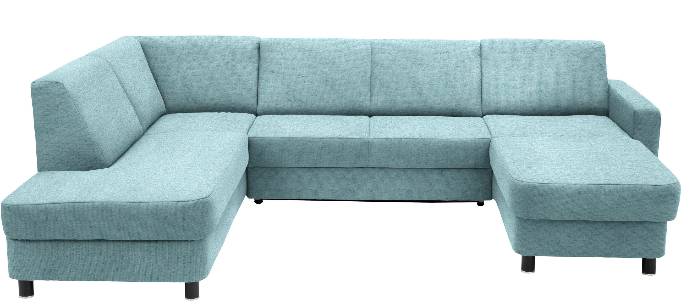 WOHNLANDSCHAFT  in Webstoff Türkis  - Türkis/Schwarz, Design, Holz/Textil (198/296/165cm) - Xora