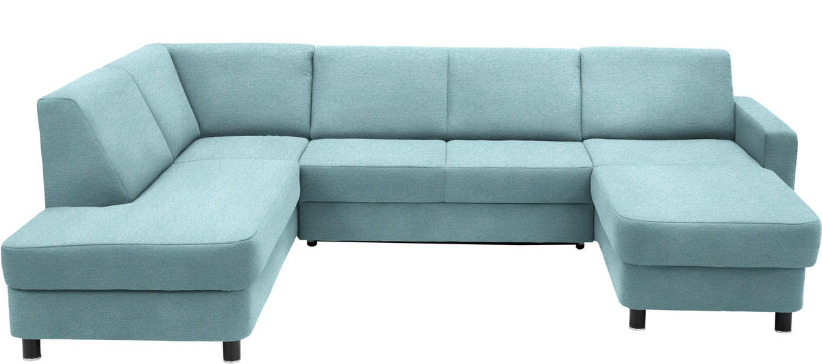 WOHNLANDSCHAFT  in Webstoff Türkis  - Türkis/Schwarz, Design, Holz/Textil (198/296/165cm) - Xora