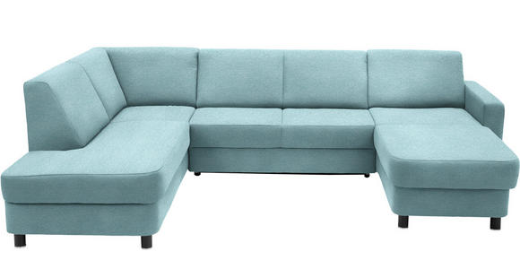 WOHNLANDSCHAFT  in Webstoff Türkis  - Türkis/Schwarz, Design, Holz/Textil (198/296/165cm) - Xora