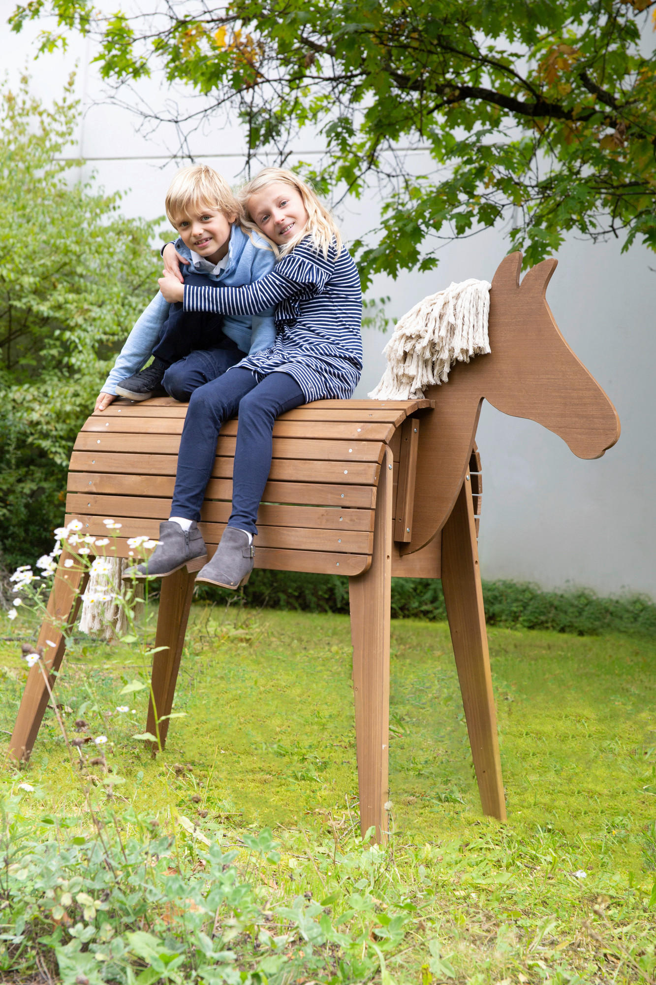 HOLZPFERD - Teakfarben, Basics, Holz (64/123/151cm) - Roba