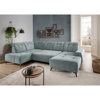 WOHNLANDSCHAFT SANO in Chenille Mintgrau  - Mintgrau/Schwarz, MODERN, Textil/Metall (200/337/180cm) - Livetastic