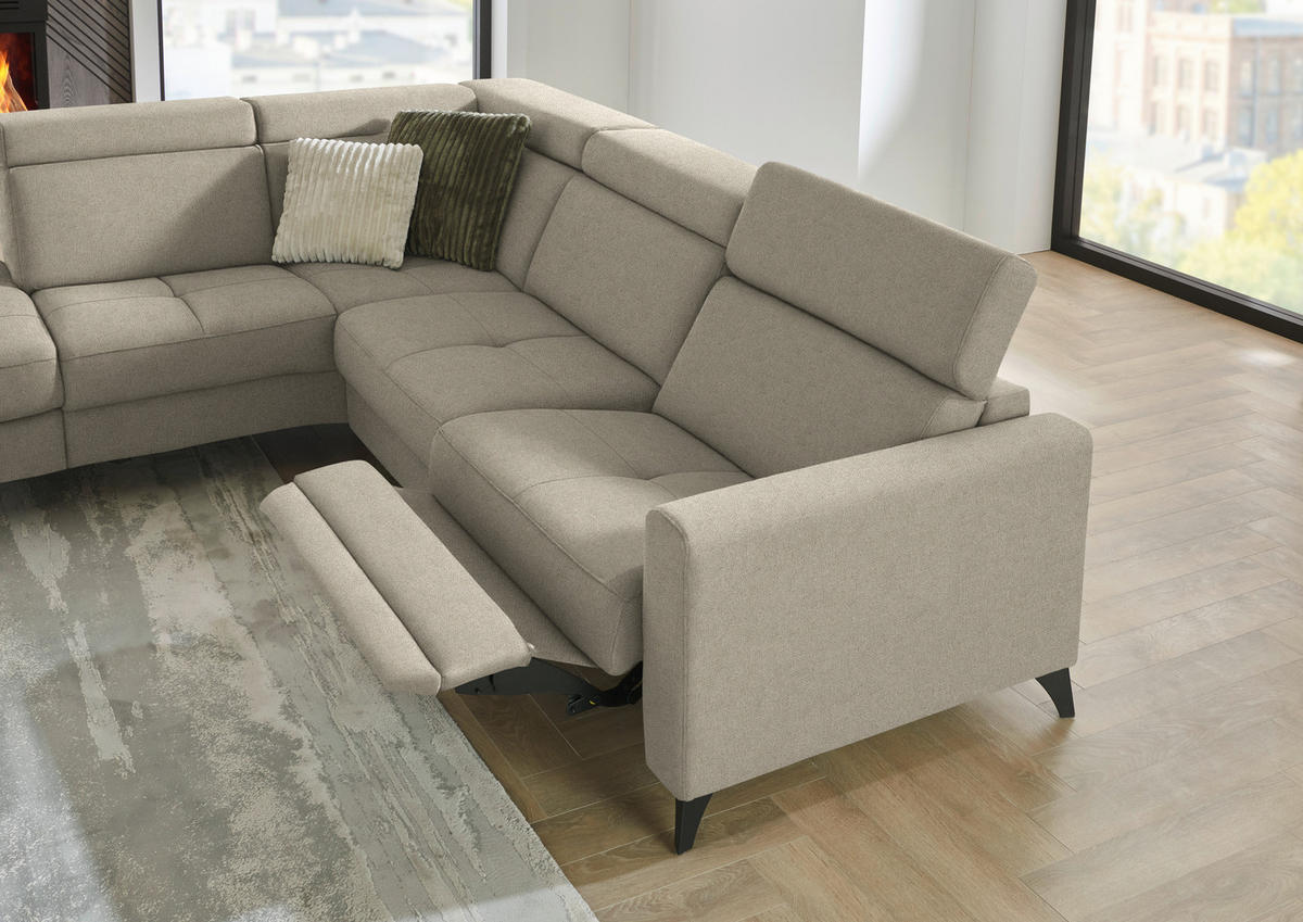 ECKSOFA Flachgewebe Sahara  - Schwarz/Sahara, Konventionell, Textil/Metall (214/276cm) - Beldomo System