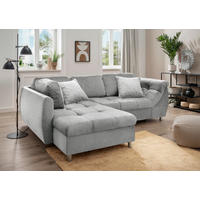 ECKSCHLAFSOFA  mit Liegefunktion, seitenverkehrt erhältlich Mikrofaser Silberfarben  - Chromfarben/Silberfarben, MODERN, Textil/Metall (190/250cm) - Livetastic