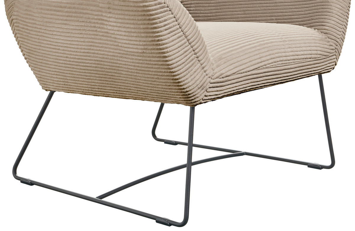 SESSEL in Cord Taupe  - Taupe/Schwarz, Design, Textil/Metall (82/102/81cm) - Hom`in