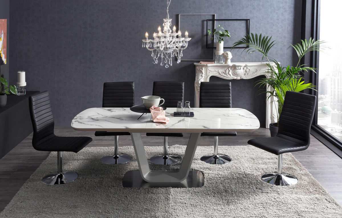 ESSTISCH in Glas, Holzwerkstoff 160-200/90/76 cm  - Graphitfarben/Weiß, MODERN, Glas/Holzwerkstoff (160-200/90/76cm) - Livetastic