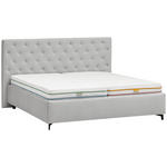 POLSTERBETT gepolstertes Kopfteil, Lattenroste Grau 180/200 cm  - Birkefarben/Schwarz, KONVENTIONELL, Holz/Textil (180/200cm) - Novel