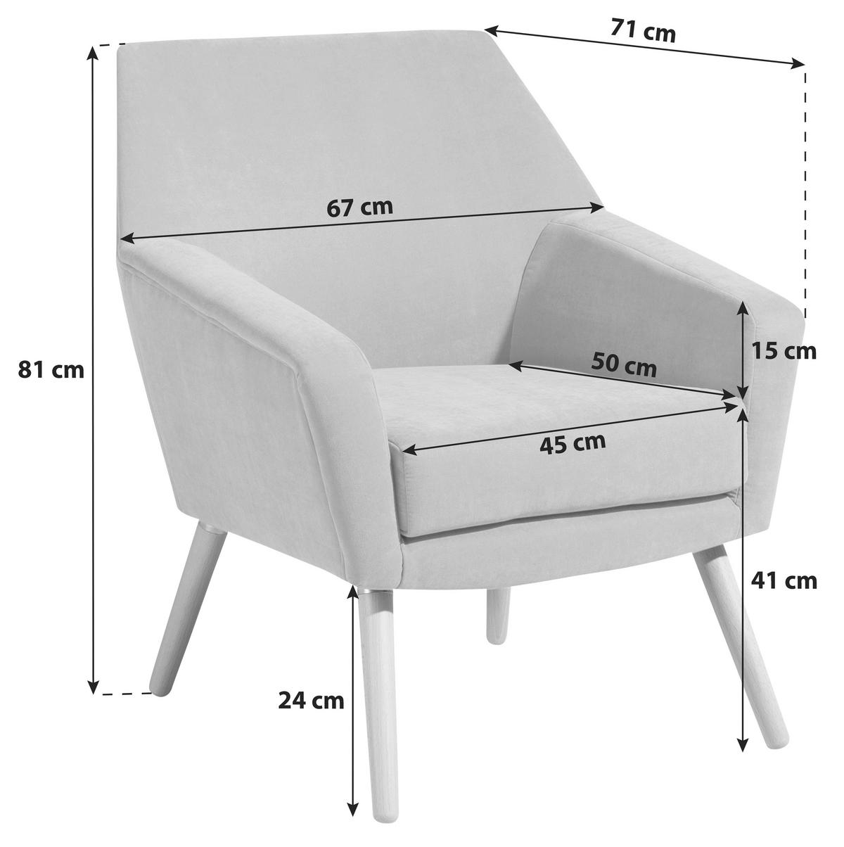 SESSEL in Velours Braun  - Buchefarben/Braun, Design, Holz/Textil (67/81/71cm) - Max Winzer