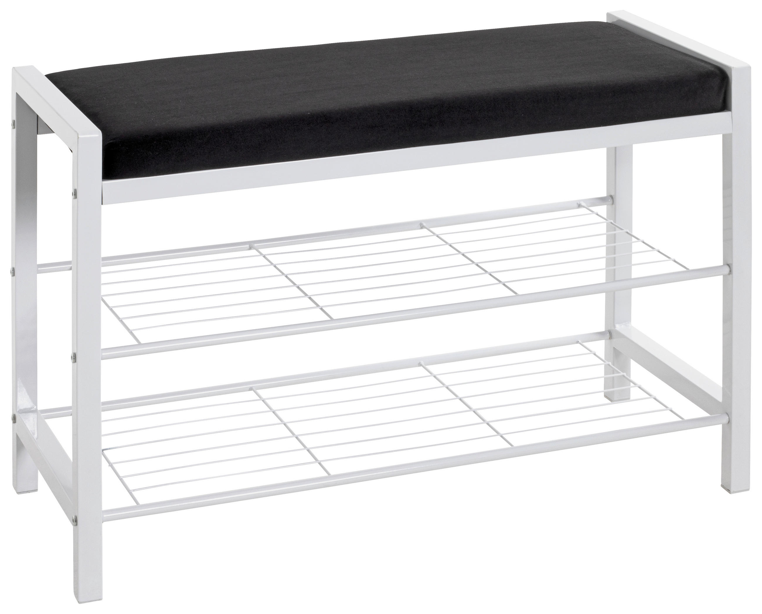 GARDEROBENBANK  in 75/50/32 cm  - Schwarz/Weiß, Basics, Textil/Metall (75/50/32cm)
