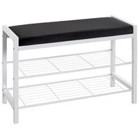 HALLBÄNK 75/50/32 cm  - vit/svart, Basics, metall/textil (75/50/32cm) - Best Price