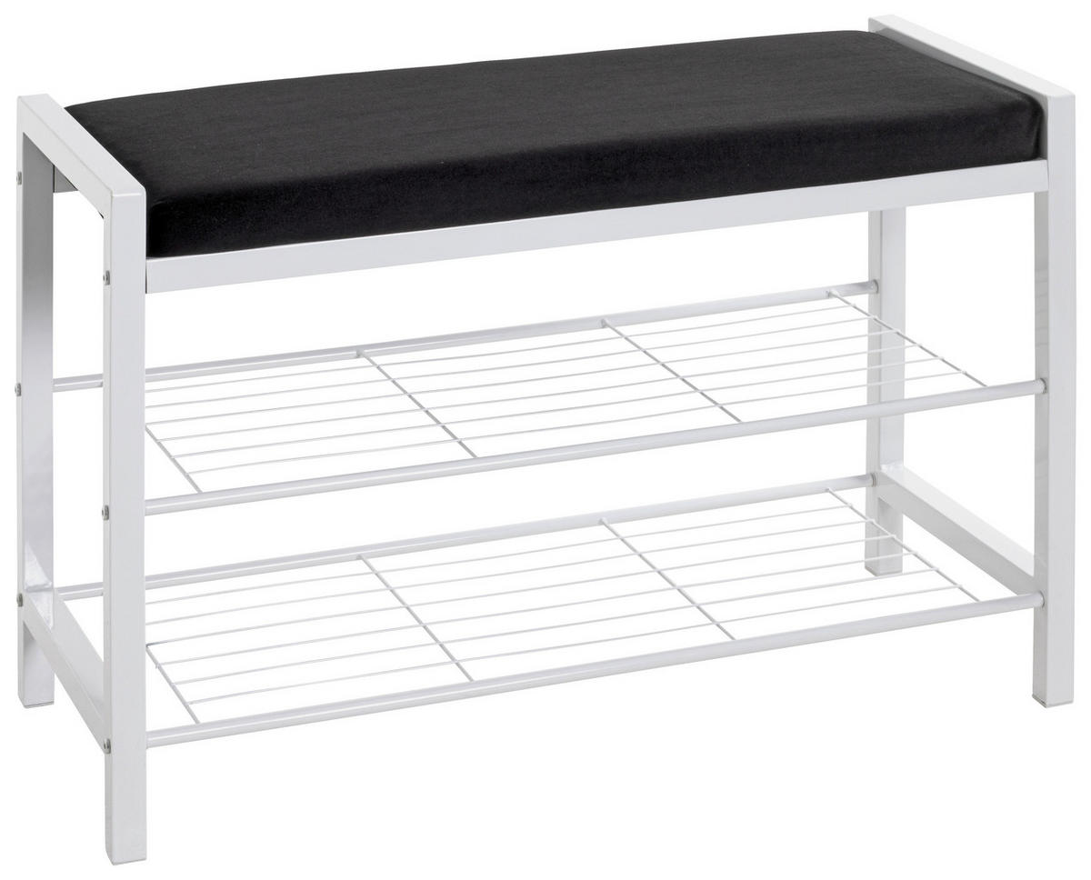 HALLBÄNK 75/50/32 cm  - vit/svart, Basics, metall/textil (75/50/32cm) - Best Price