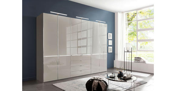 DREHTÜRENSCHRANK 300/216/58 cm 6-türig Grau, Dunkelgrau - Chromfarben/Dunkelgrau, KONVENTIONELL, Glas/Holzwerkstoff (300/216/58cm) - Novel