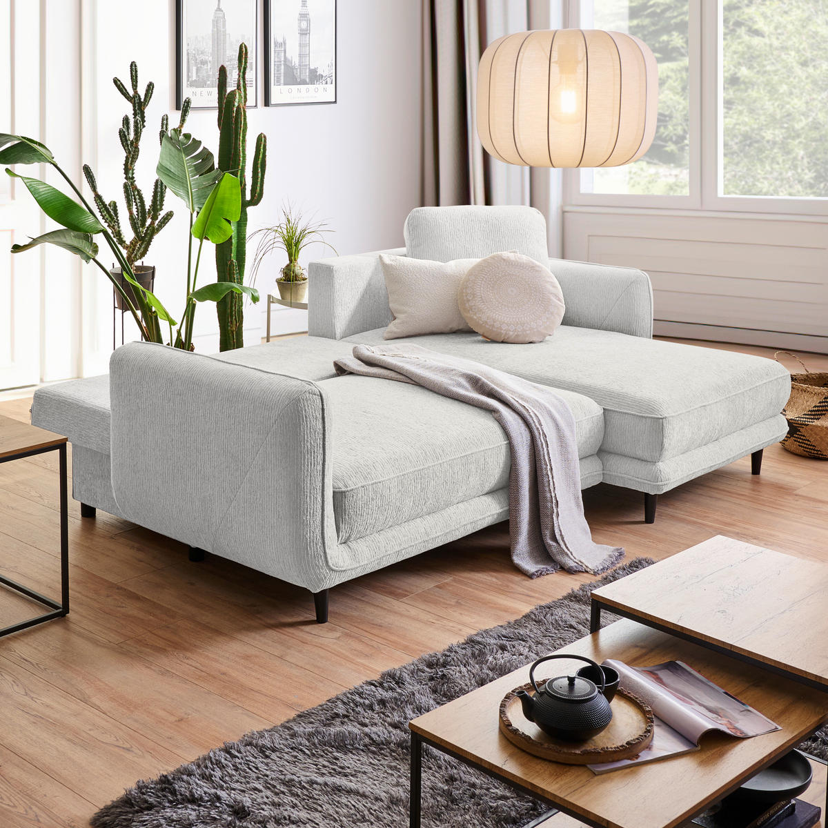 ECKSOFA in Struktur Naturfarben  - Schwarz/Naturfarben, Konventionell, Holz/Textil (247/170cm) - Carryhome