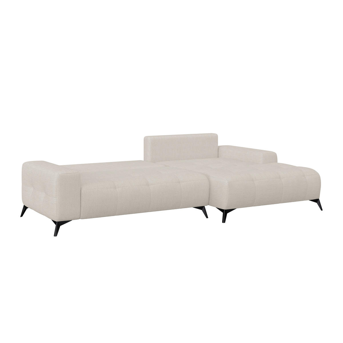 ECKSOFA MAURO Perlmutt Flachgewebe  - Perlmutt/Schwarz, Trend, Textil/Metall (290/175cm) - MID.YOU