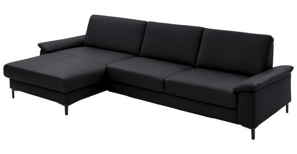 ECKSOFA in Echtleder Anthrazit 176/334 cm - Anthrazit/Schwarz, Design, Leder/Metall (176/334cm) - Dieter Knoll