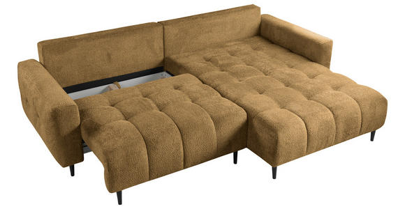 ECKSOFA Honig Chenille  - Schwarz/Honig, KONVENTIONELL, Holz/Textil (266/180cm) - Carryhome