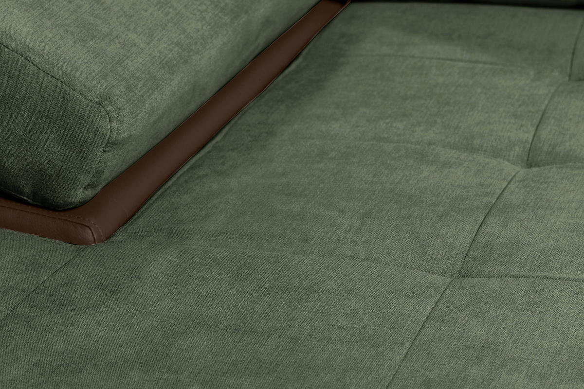 ECKSOFA in Flachgewebe Braun, Olivgrün  - Braun/Olivgrün, Design, Kunststoff/Textil (175/271cm) - MID.YOU