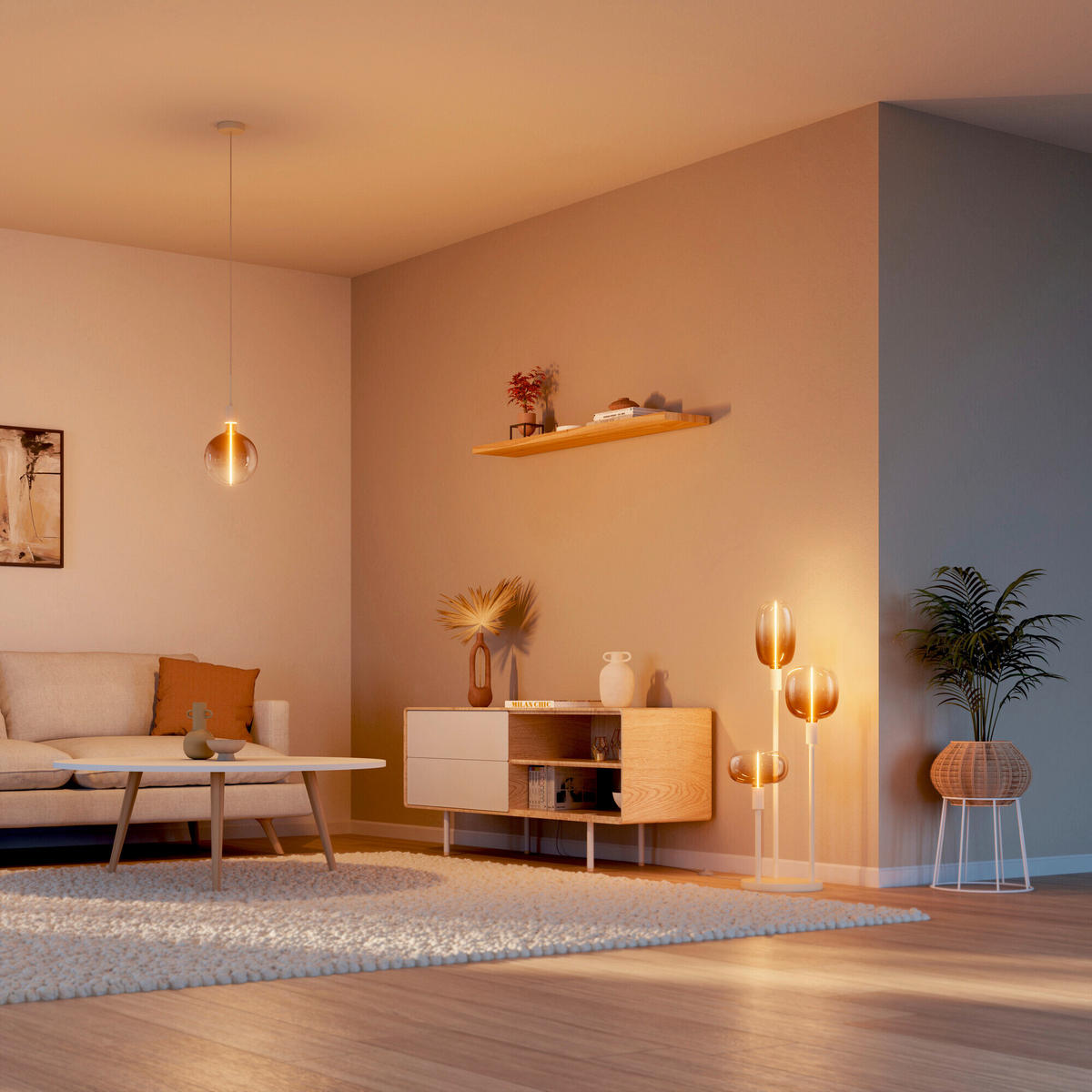 TISCHLEUCHTE 26/78 cm   - Beige, Basics, Metall (26/78cm) - Osram