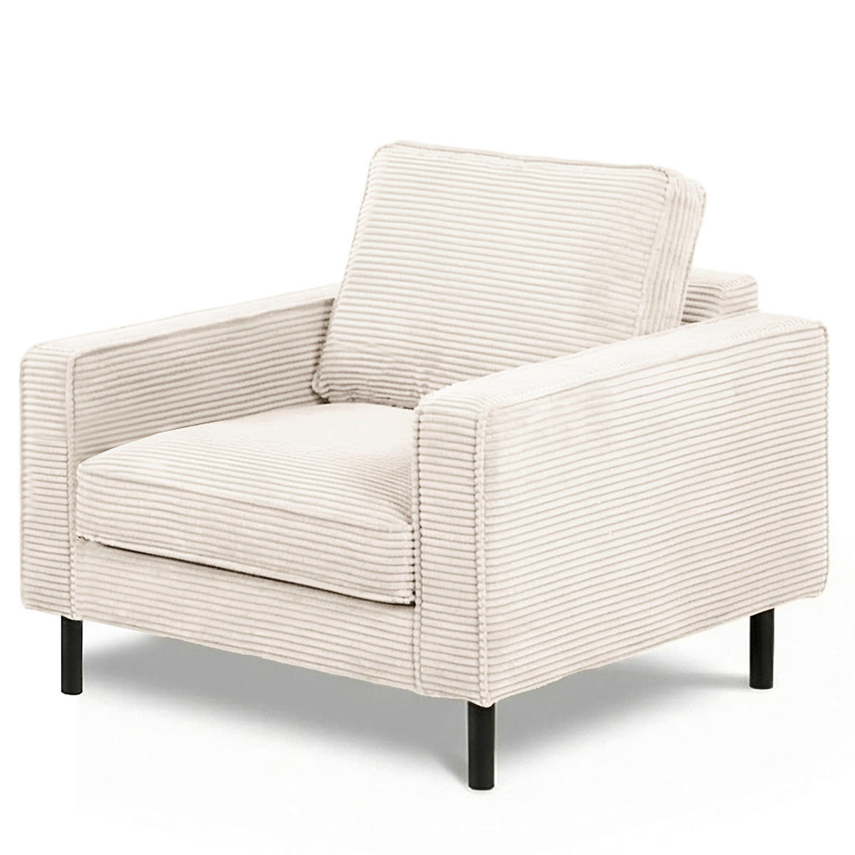SESSEL in Cord Creme  - Creme/Schwarz, Design, Textil/Metall (88/85/92cm) - Livetastic
