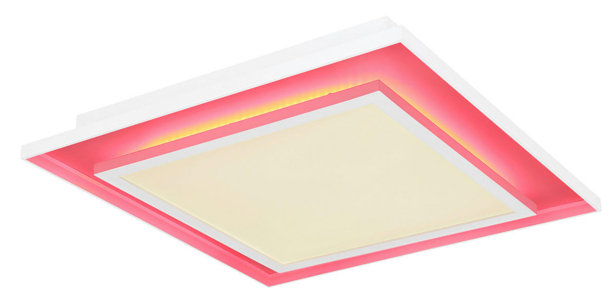 STROPNÍ LED SVÍTIDLO, 44.3/44.3/6.3 cm - bílá, Design, kov/plast (44.3/44.3/6.3cm) - Globo