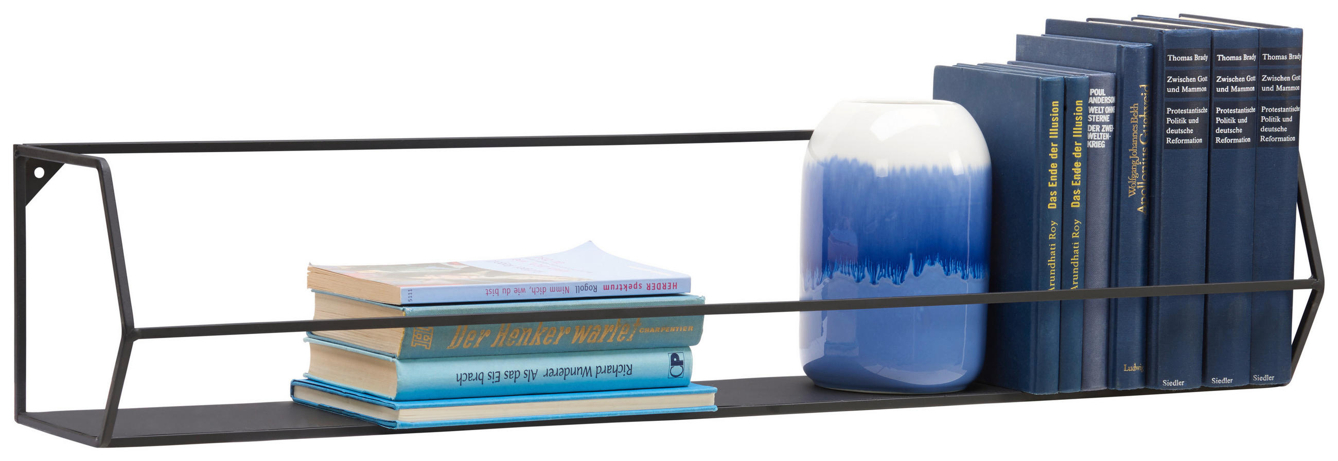 NÁSTENNÝ REGÁL, čierna - čierna, Trend, kov (80/16/16cm) - Landscape