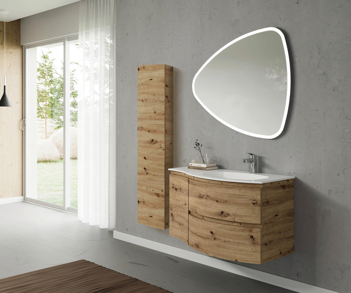 BADEZIMMER 4-teilig  in 105 cm  - Eiche Artisan/Weiß, Natur, Holzwerkstoff/Stein (105cm) - Voleo