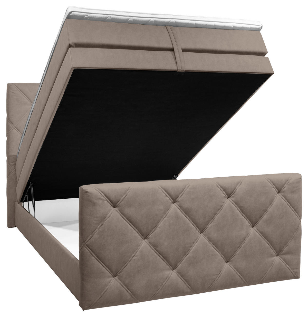 BOXSPRINGBETT 140/200 cm  Braun, Grau  - Schwarz/Braun, Konventionell, Kunststoff/Textil (140/200cm) - Ti'me