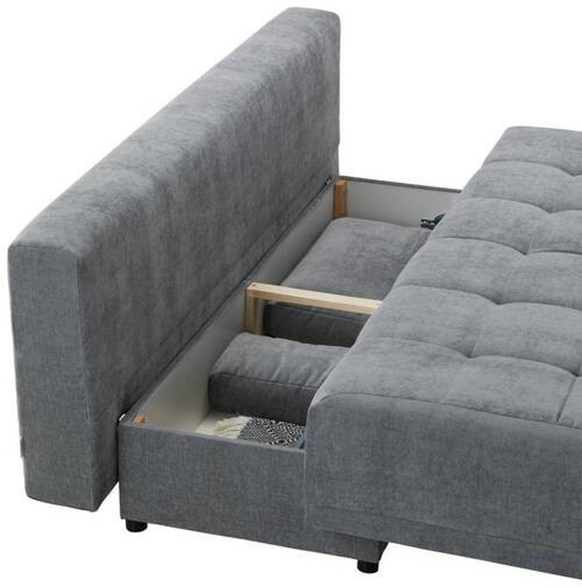 BÄDDSOFFA i flatväv mörkgrå  - mörkgrå/grå, Modern, textil (195/77/100cm) - MID.YOU