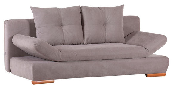 SCHLAFSOFA Flachgewebe Hellbraun Rückenkissen, Bettkasten, Schlaffunktion, Rücken echt, Armteilverstellung  - Hellbraun/Buchefarben, Design, Holz/Textil (200/75/92cm) - Carryhome