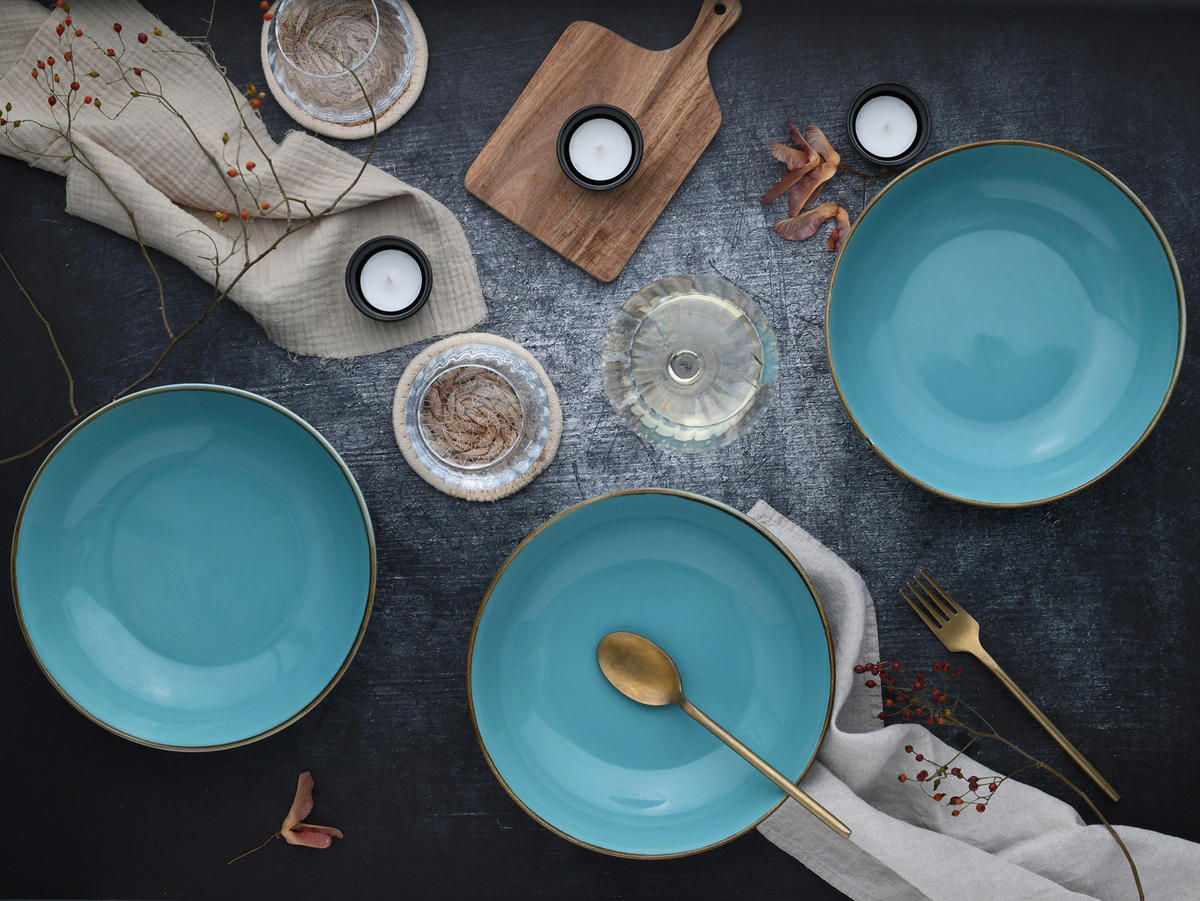 SCHÜSSELSET Nature Collection 4-teilig  - Blau, Design, Keramik - Creatable
