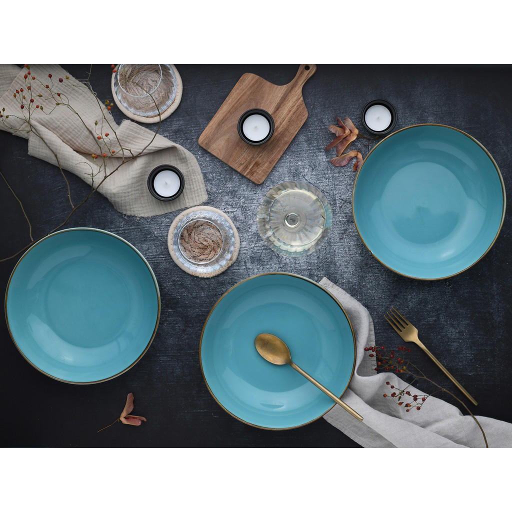 Thumbnail - Creatable Schüsselset Nature Collection, Türkis, Keramik, 4-teilig, rund, stapelbar, Essen & Trinken, Geschirr, Schalen ...