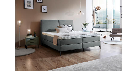 BOXSPRINGBETT 180/200 cm  in Anthrazit  - Anthrazit/Schwarz, KONVENTIONELL, Textil/Metall (180/200cm) - Dieter Knoll