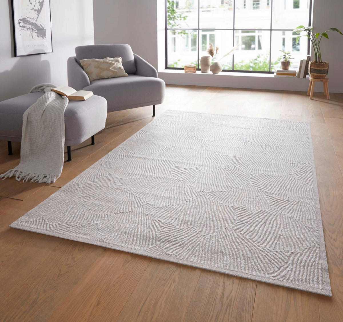 OUTDOORTEPPICH  für Terrasse und Balkon 160/230 cm Ginko Creme  - Creme, KONVENTIONELL, Textil (160/230cm) - Novel