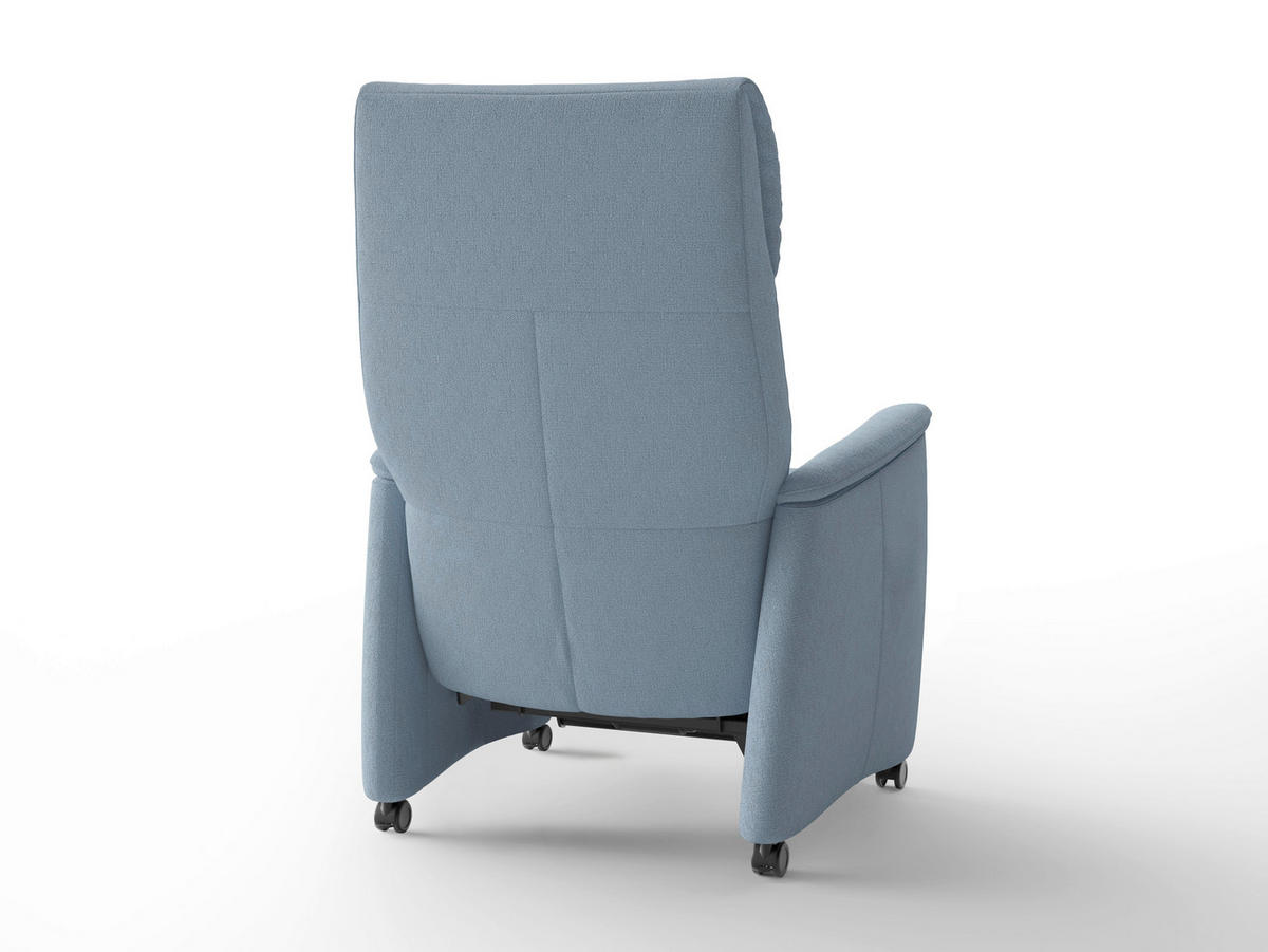 RELAXSESSEL TV CREMONA COMFORT E S1 Flachgewebe Kopfteilverstellung, Fußteilverstellung, Rücken echt    - Schwarz/Hellblau, Basics, Kunststoff/Textil (76/110/84cm) - Sit & More