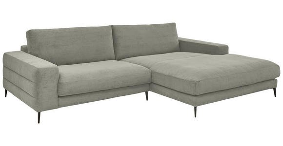 ECKSOFA Grau Feincord  - Schwarz/Grau, Design, Textil/Metall (293/207cm) - Dieter Knoll