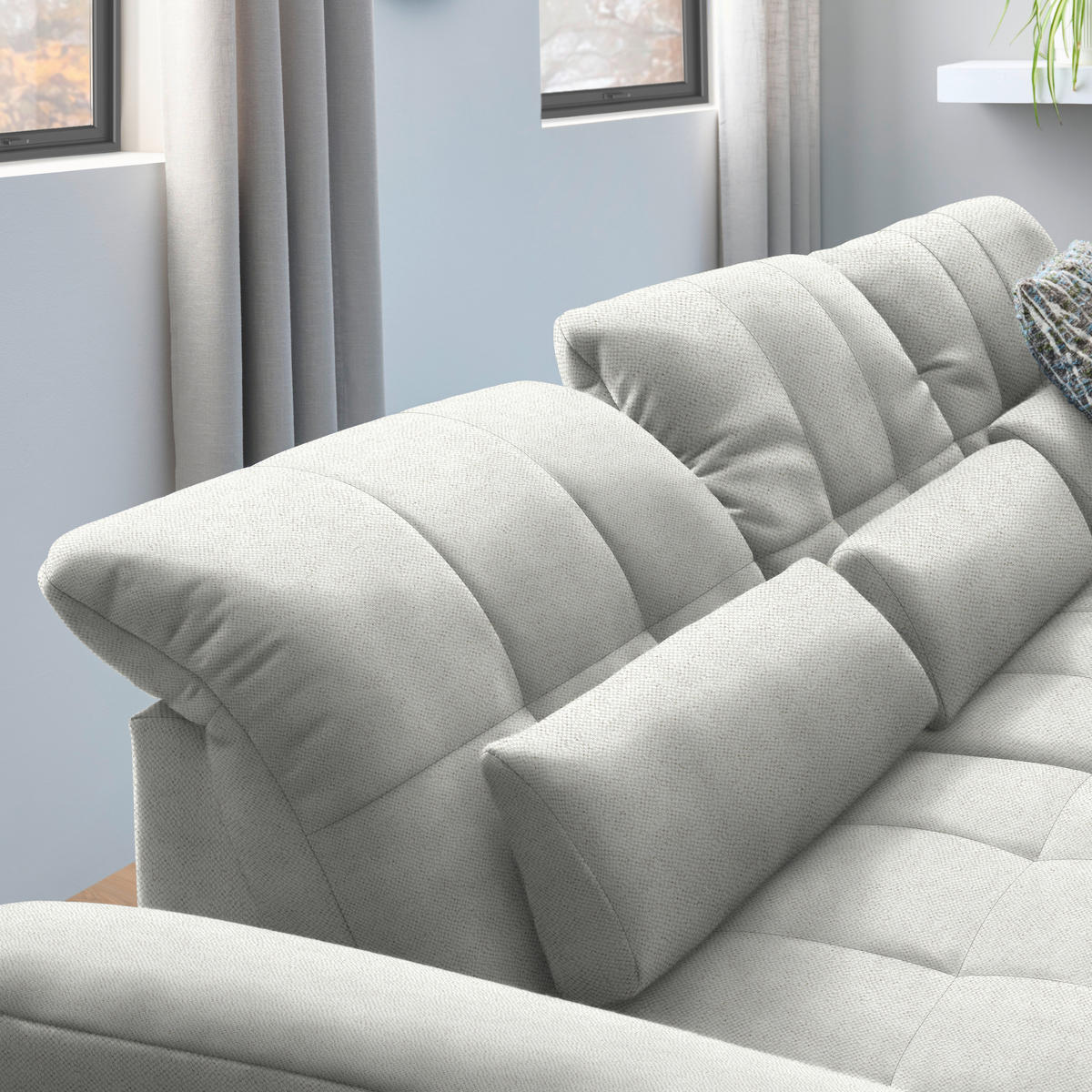 ECKSOFA  in Flachgewebe Weiß  341/204 cm  - Schwarz/Weiß, Design, Textil/Metall (341/204cm) - Xora