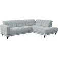 ECKSOFA  in Webstoff Hellgrau  302/216 cm  - Hellgrau/Schwarz, Design, Holz/Textil (302/216cm) - Xora