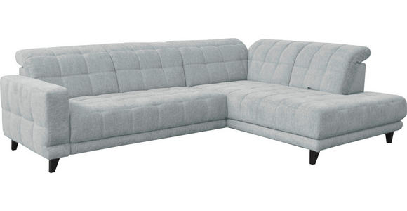 ECKSOFA  in Webstoff Hellgrau  302/216 cm  - Hellgrau/Schwarz, Design, Holz/Textil (302/216cm) - Xora