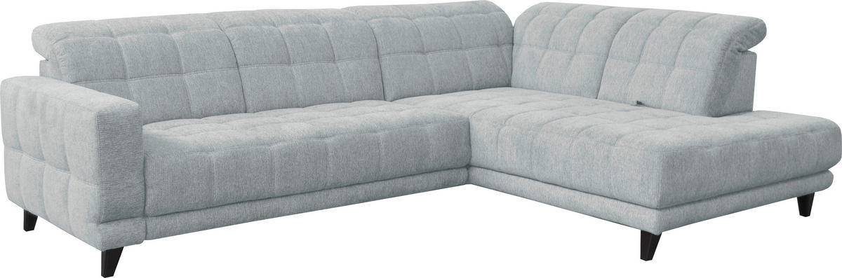ECKSOFA  in Webstoff Hellgrau  302/216 cm  - Hellgrau/Schwarz, Design, Holz/Textil (302/216cm) - Xora