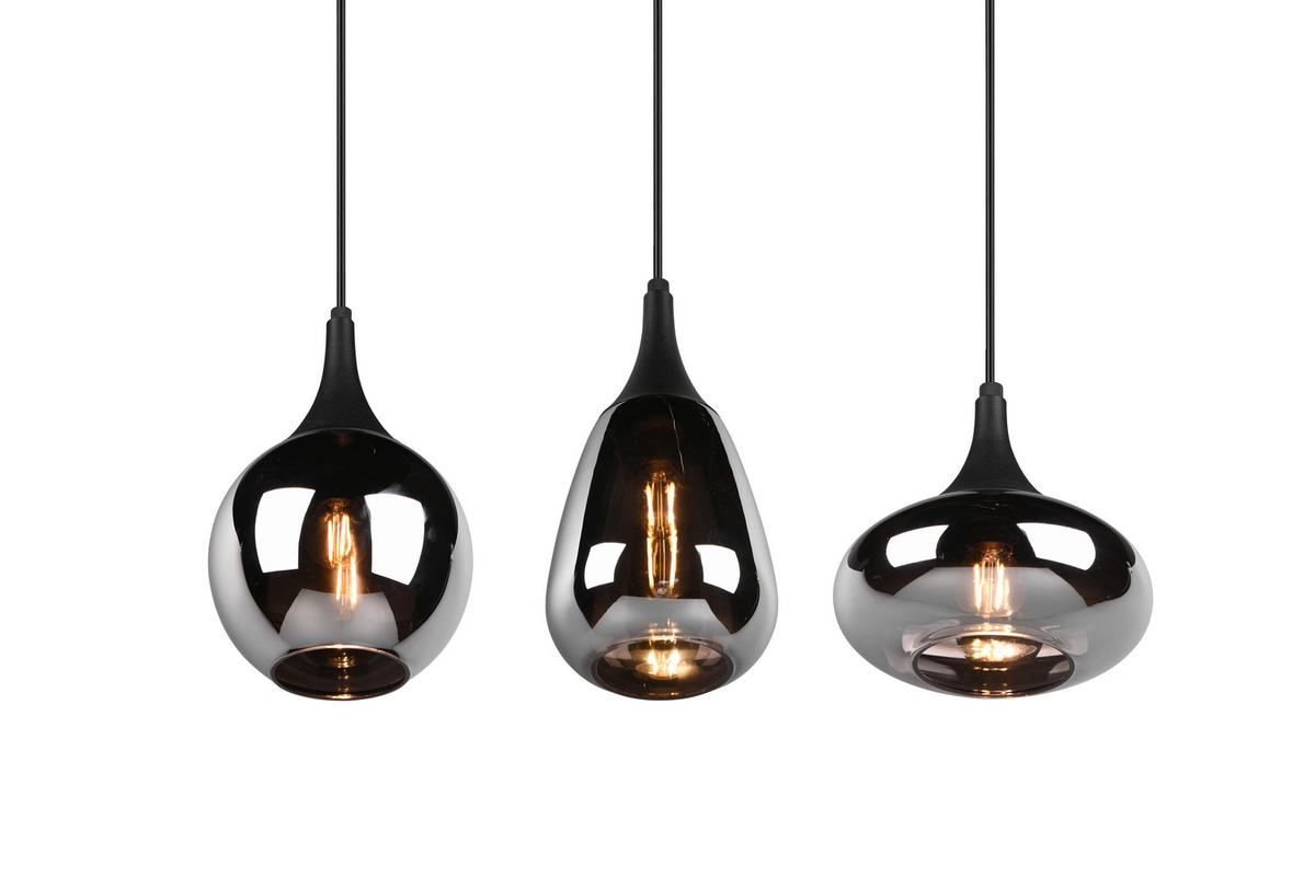 HÄNGELEUCHTE 68,8/19,5/150 cm    - Chromfarben/Schwarz, Design, Glas/Metall (68,8/19,5/150cm) - Trio Leuchten