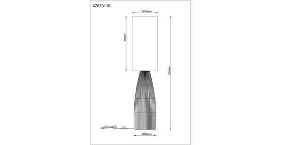 STEHLEUCHTE 30/135 cm - Schwarz/Braun, Trend, Papier/Textil (30/135cm) - Novel