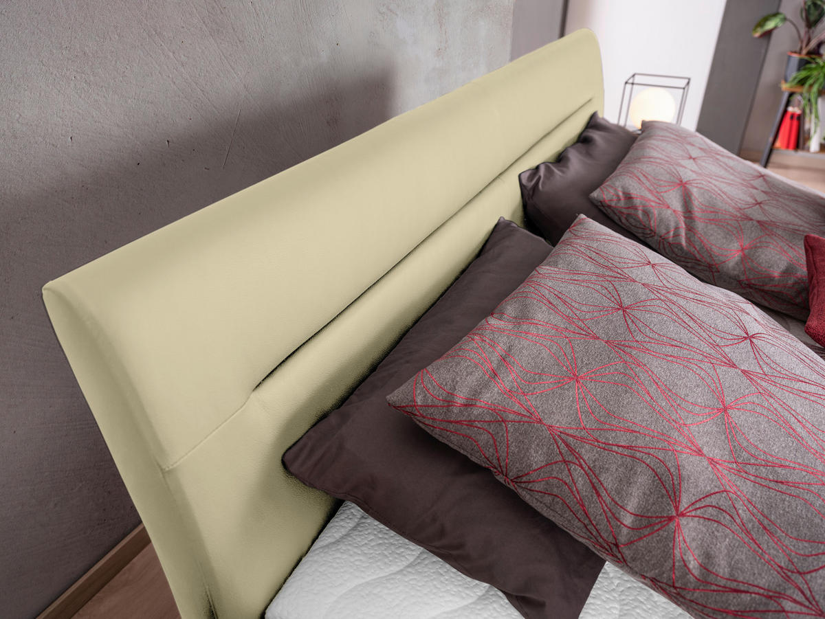 POLSTERBETT 180/200 cm  in Beige  - Weiss/Beige, Konventionell, Leder/Holz (180/200cm) - Ada Austria