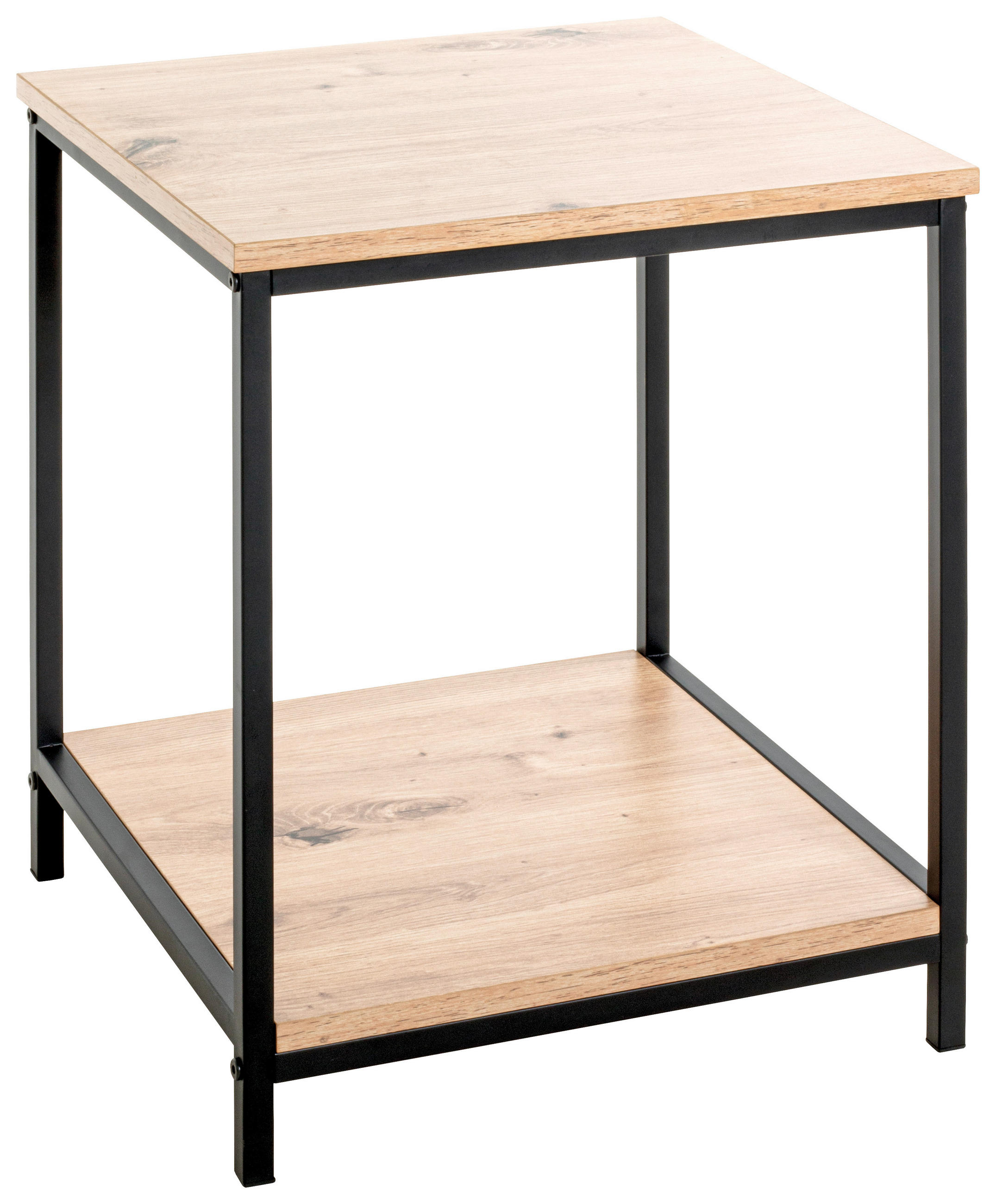 BEISTELLTISCH 40/40/50 cm Schwarz, Eichefarben quadratisch  - Eichefarben/Schwarz, Design, Holzwerkstoff/Metall (40/40/50cm)